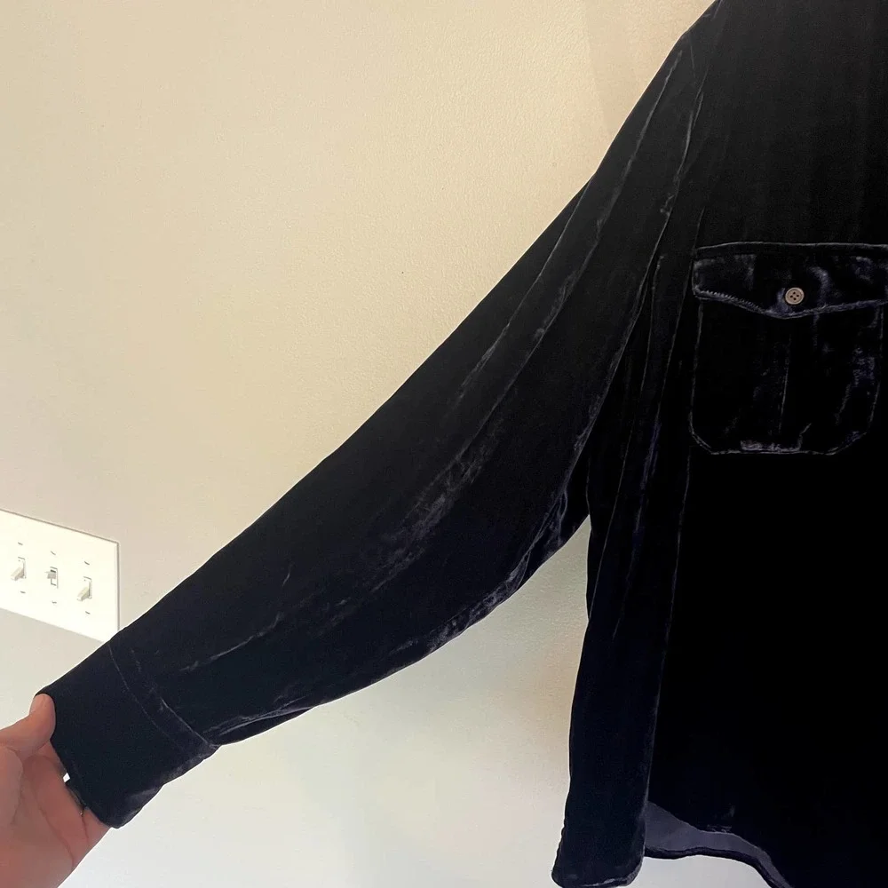 J.Crew Classic-fit Velvet Button-Down Shirt in Blue/Purple SZ 2X - Picture 4 of 12